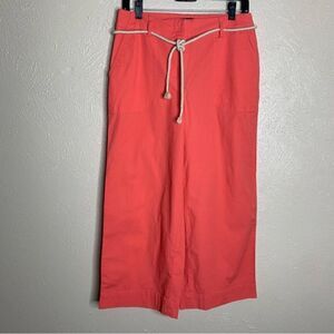 Talbots rope belt cropped wide leg pants coral